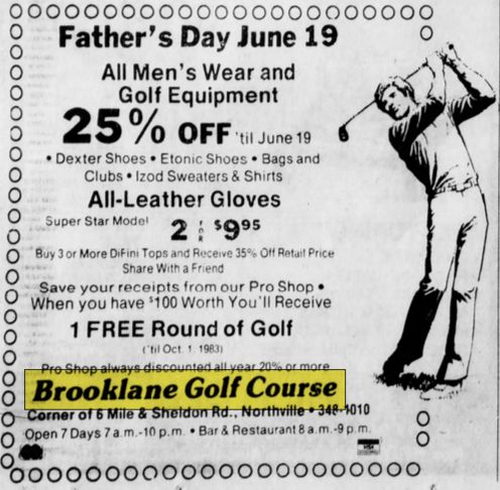 Brooklane Golf Course - Jun 16 1983 Ad (newer photo)